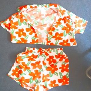 Crop flannel and shorts